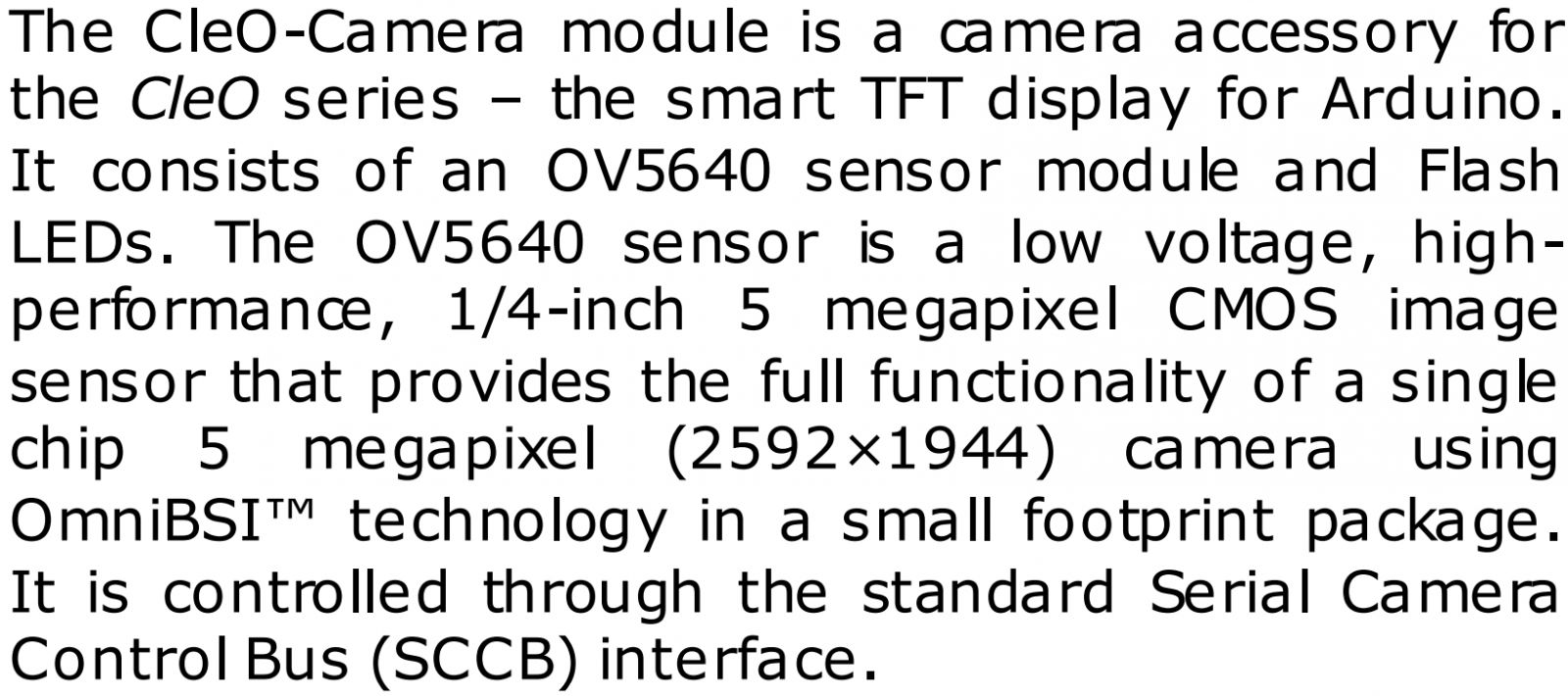 מודול מצלמה לארדואינו FTDI CLEO-CAM1 ARDUINO
